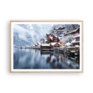 Poster in einem Rahmen aus heller Eiche - In winterlicher Dekoration - 100x70 cm