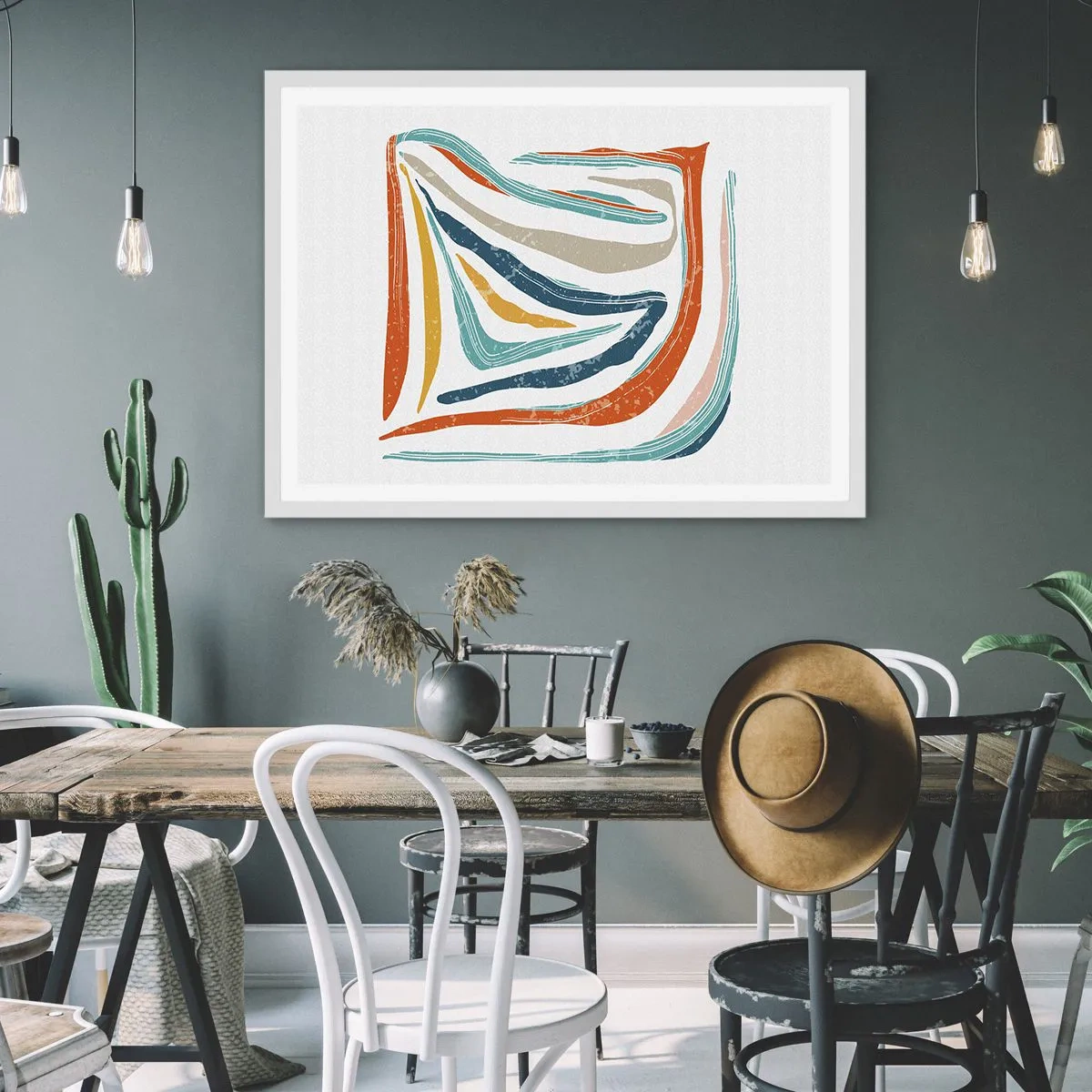 Poster in einem weißen Rahmen - Abstraktion mit einem freundlichen Lächeln - 40x30 cm