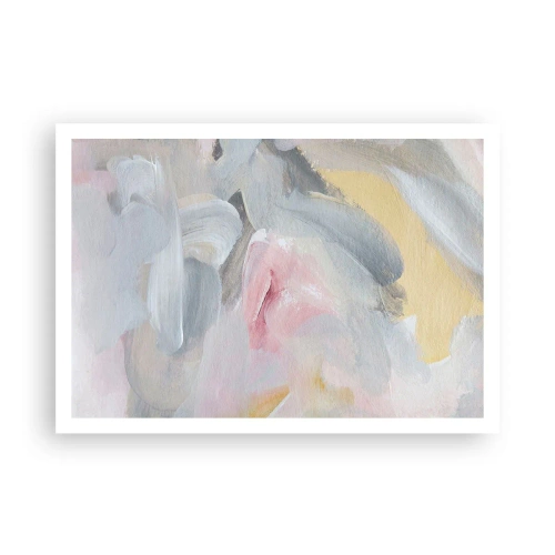 Poster - Abstrakte Pastellstriche in Rosa- und Grautönen. - 100x70cm - In einer Pastellwelt - Moderne Wanddekoration für Wohnzimmer und Schlafzimmer ARTTOR