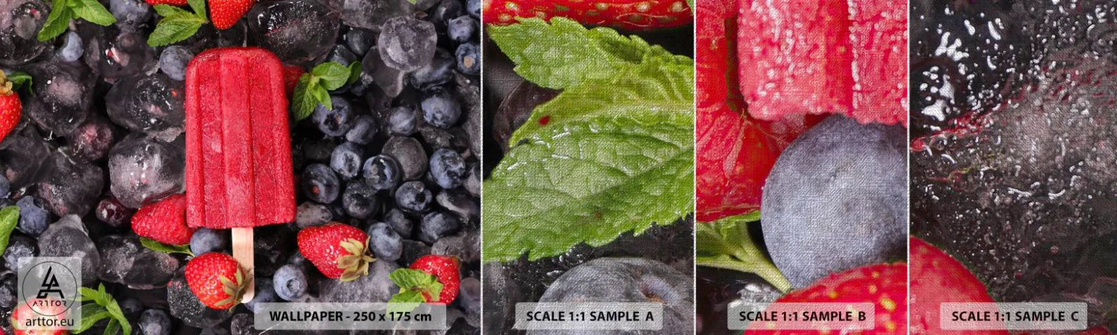 Fototapeten Muster Premium Canvas - So schmeckt der heiße Sommer - Eiscreme, Obst, Gesundheit - 100x30 cm