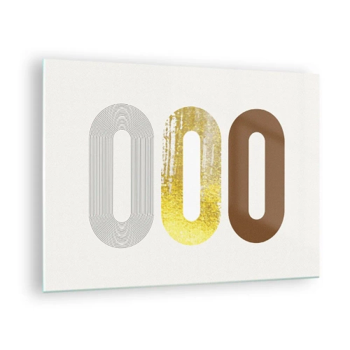 Glasbild - Bild auf glas - Moderne geometrische Grafiken in Gold und Bronze - 70x50cm - Oooh! - Moderne Wanddekoration für Wohnzimmer und Schlafzimmer ARTTOR