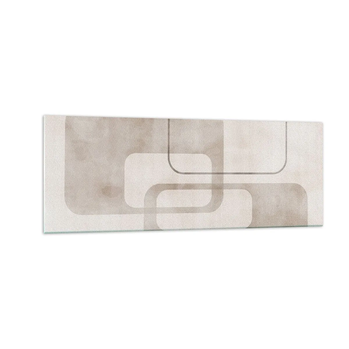 Glasbild - Bild auf glas - Eine minimalistische Komposition mit Rechtecken in Beigetönen auf dezentem Hintergrund. - 140x50cm - Geometrische Fuge - Moderne Wanddekoration für Wohnzimmer und Schlafzimmer ARTTOR