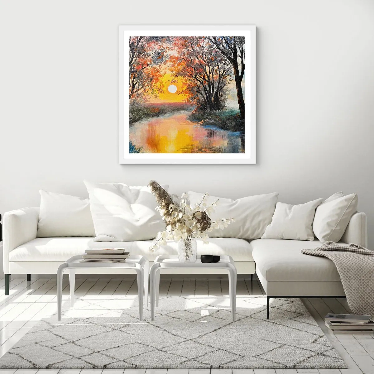 Poster in einem weißen Rahmen - Herbststimmung - 60x60 cm
