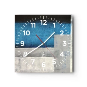 Wanduhr - Glasuhr - Poetische Komposition aus Grau und Blau - 40x40 cm
