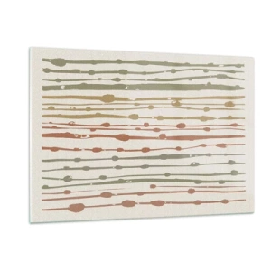 Glasbild - Bild auf glas - Bunte Linien und Punkte bilden eine rhythmische Komposition - 120x80cm - Musikalische Notation von Farben - Moderne Wanddekoration für Wohnzimmer und Schlafzimmer ARTTOR