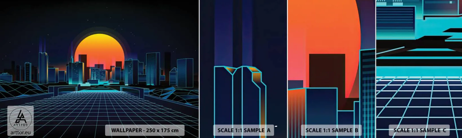 Fototapeten Muster Selbstklebend Deluxe Sticker - Willst du immer noch zu Real gehen? - Abstraktion, Stadt, Sonne - 100x30 cm