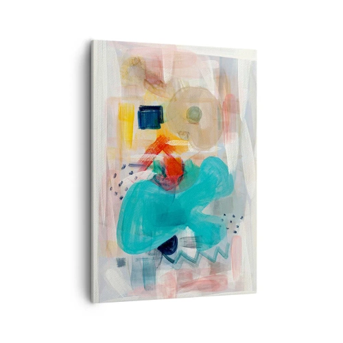 Bild auf Leinwand - Leinwandbild - Abstrakte Formen und Farben schaffen eine dynamische Komposition - 50x70cm - Buntes Spiel - Moderne Wanddekoration für Wohnzimmer und Schlafzimmer ARTTOR