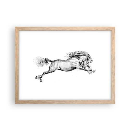 Poster in einem Rahmen aus heller Eiche - Im Galopp festgehalten - 40x30 cm