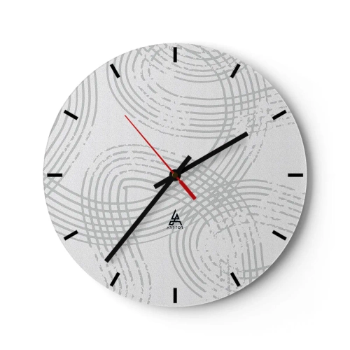 Wanduhr - Glasuhr - Graue, sich kreuzende Linien bilden ein Muster auf weißem Hintergrund - 30x30cm - Es gibt keinen einfachen Weg - Moderne Wanddekoration für Wohnzimmer, Küche und Schlafzimmer ARTTOR