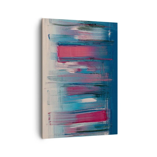 Bild auf Leinwand - Leinwandbild - Abstrakte vertikale Formen in Blau- und Rottönen - 50x70cm - Vertikale Komposition in Blau und Rot - Moderne Wanddekoration für Wohnzimmer und Schlafzimmer ARTTOR