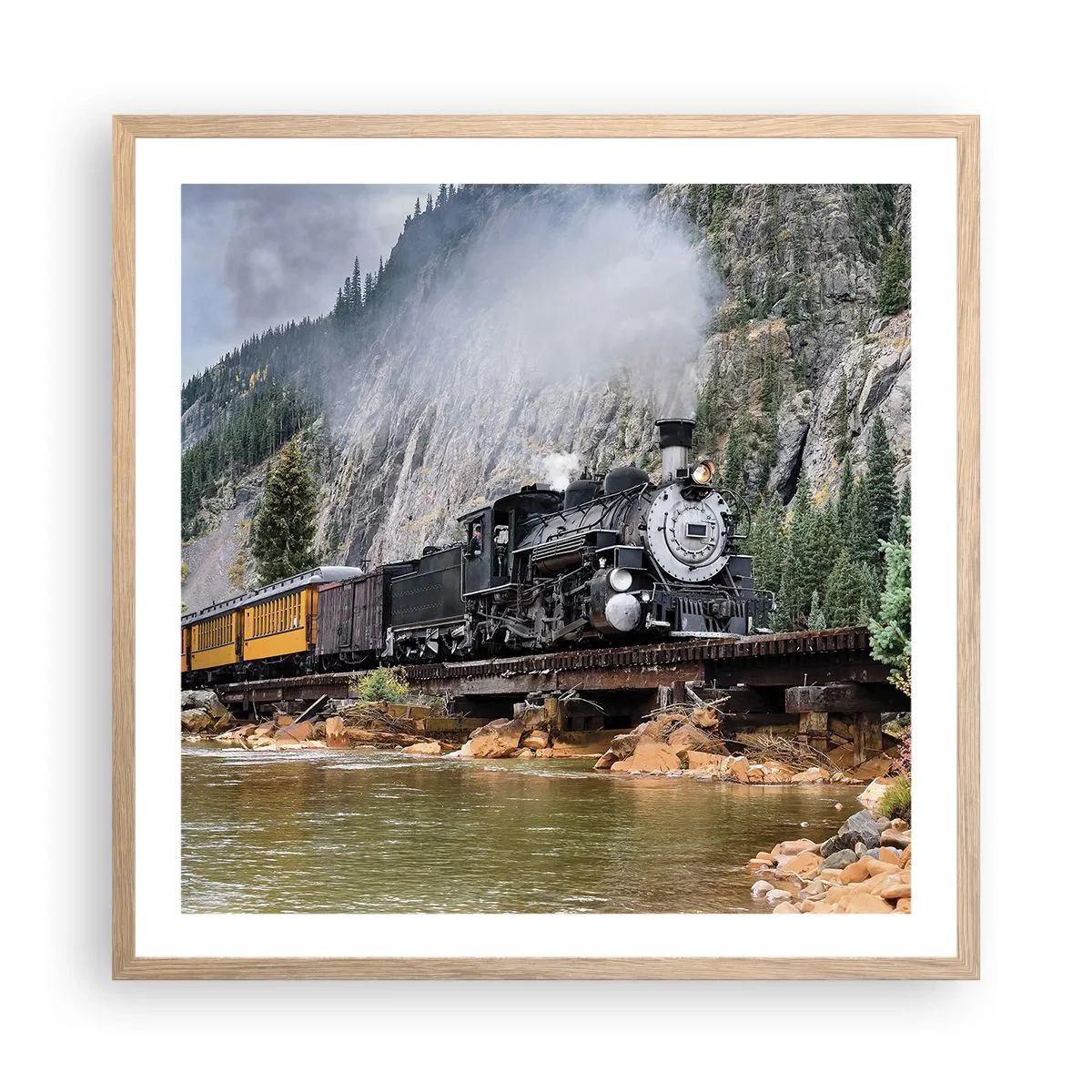 Poster in einem Rahmen aus heller Eiche - Wo willst du hin? Wohin? - 60x60 cm