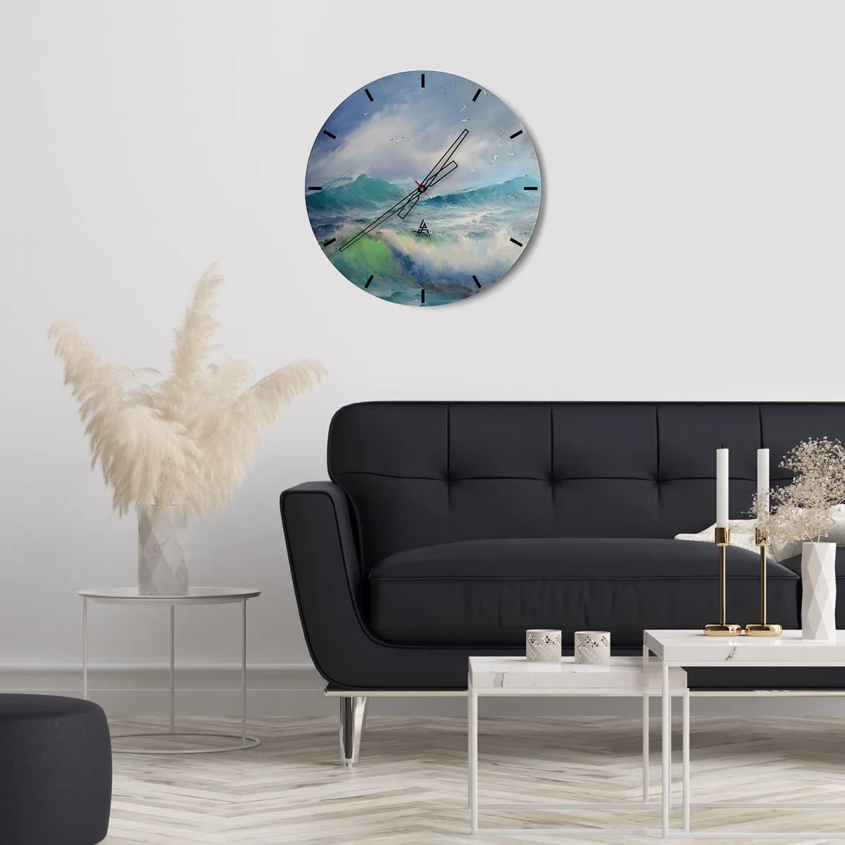 Wanduhr - Glasuhr - Der wind heulte mit Triumph - 40x40 cm