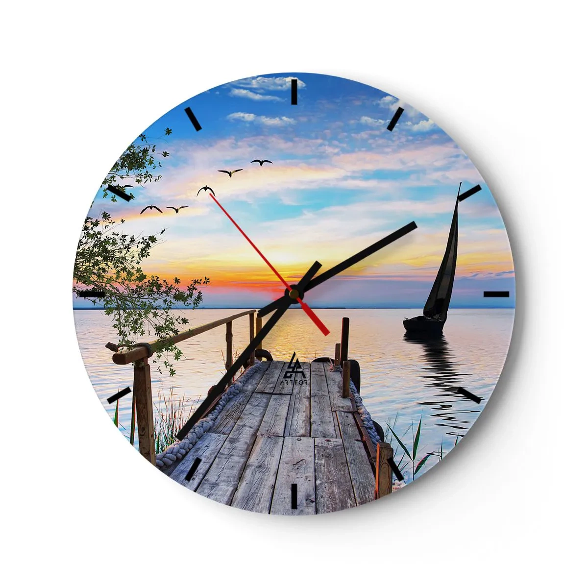 Wanduhr - Glasuhr - Guten Abend - 40x40 cm