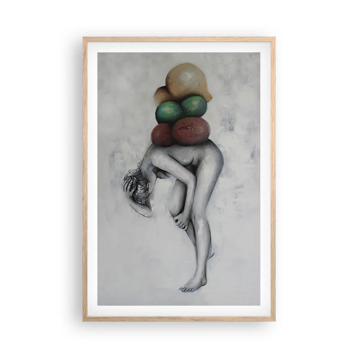 Poster in einem Rahmen aus heller Eiche - Last des Lebens - 61x91 cm