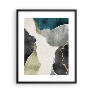 Poster in einem schwarzem Rahmen - Mosaikkomposition mit Goldfaden - 40x50 cm