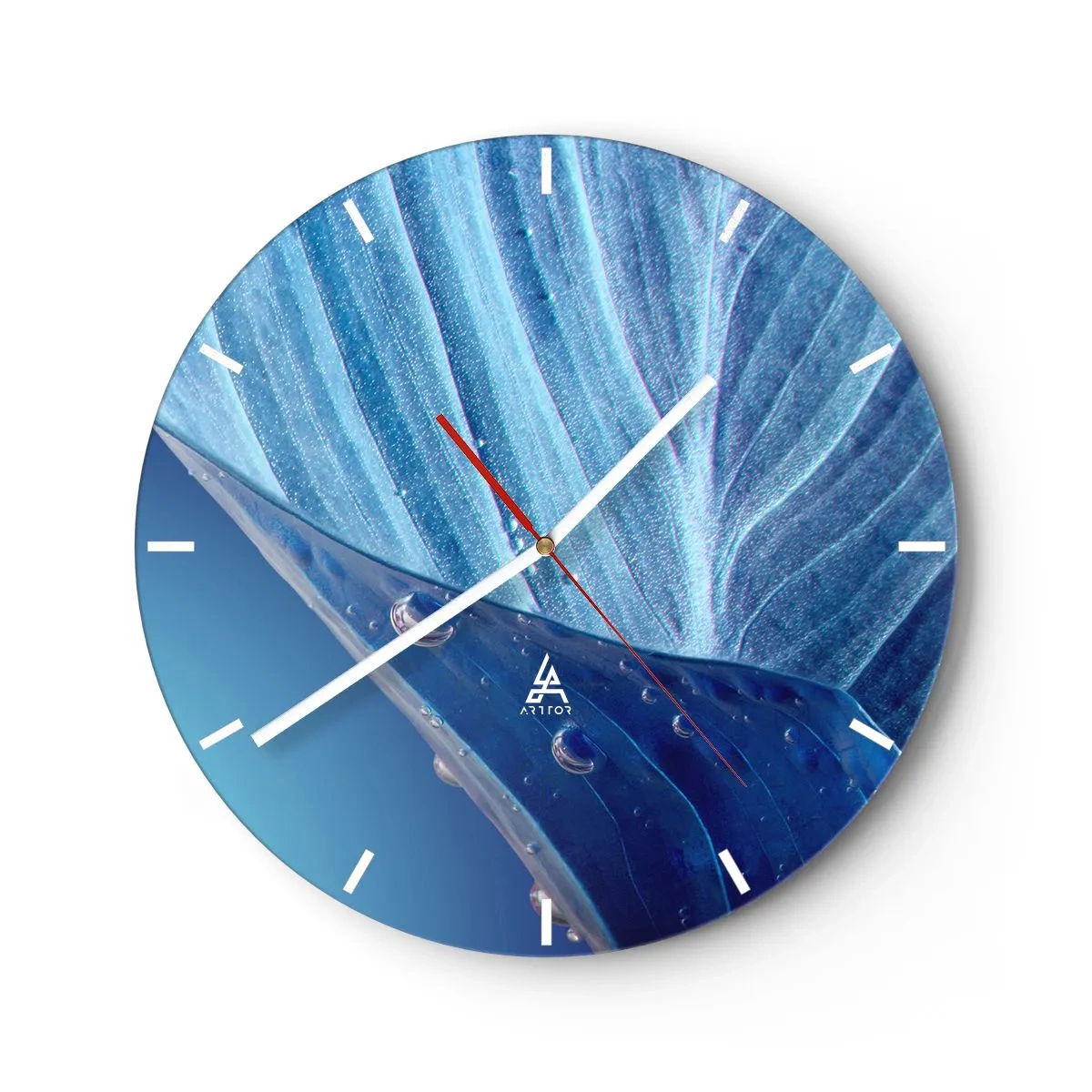 Wanduhr - Glasuhr - Versteckte Tropfen vom Blau - 40x40 cm