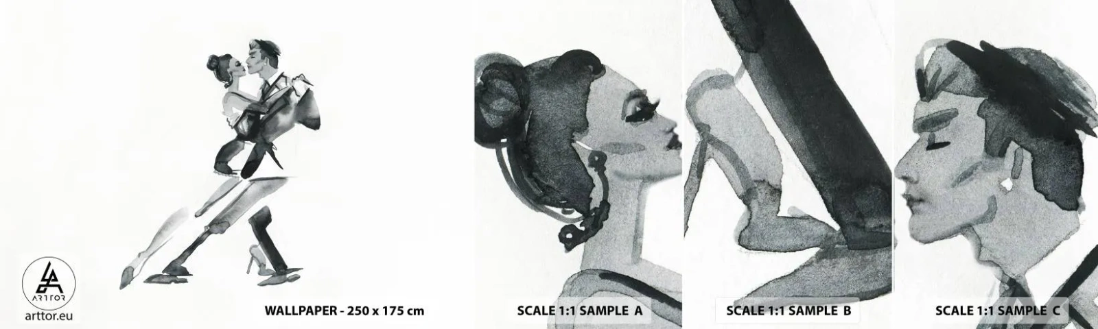 Fototapeten Muster Selbstklebend Deluxe Sticker - In einem Schlag - Tango, Tanzen, Tänzer - 100x30 cm