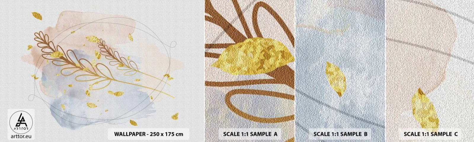 Fototapetenmuster Standard Eco - Goldenr Hauch - Hell, Minimalistisch, Modern - 100x30 cm