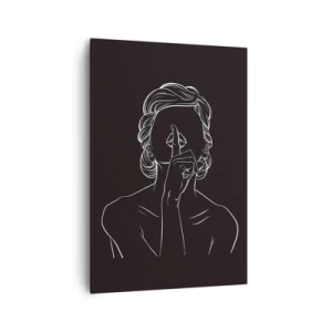 Bild auf Leinwand - Leinwandbild - Minimalistische Silhouette einer Frau auf schwarzem Hintergrund - 70x100cm - Schönheit erblüht in der Stille - Moderne Wanddekoration für Wohnzimmer und Schlafzimmer ARTTOR