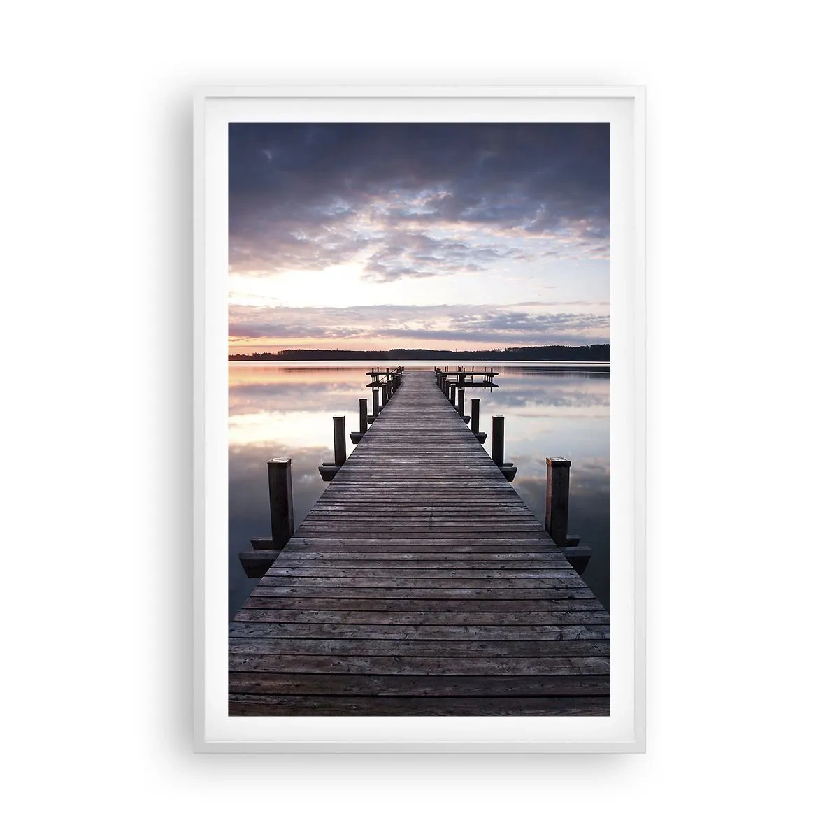 Poster in einem weißen Rahmen - Eine stille Grenze zwischen Tag und Nacht - 61x91 cm