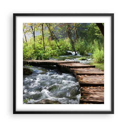 Poster in einem schwarzem Rahmen - Über der schaumigen Kaskade - 50x50 cm