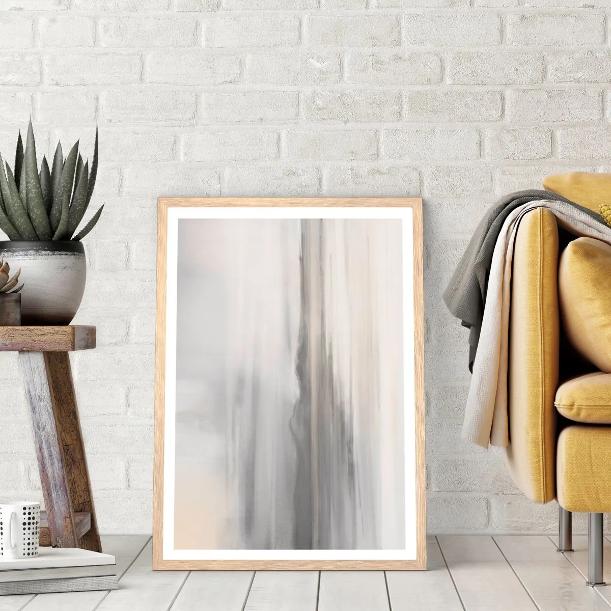 Poster in einem Rahmen aus heller Eiche - Nachdenkliche Distanz - 70x100 cm