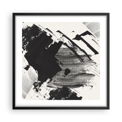 Poster in einem schwarzem Rahmen - Abstraktion – Ausdruck von Schwarz - 50x50 cm
