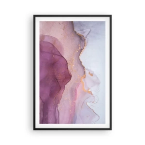 Poster in einem schwarzem Rahmen - Violett und lila Wellen - 61x91 cm