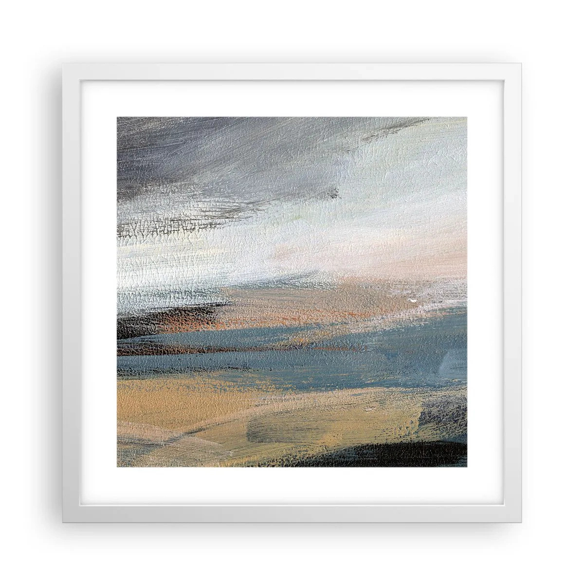 Poster in einem weißen Rahmen - Abstraktion: nördliche Landschaft - 40x40 cm