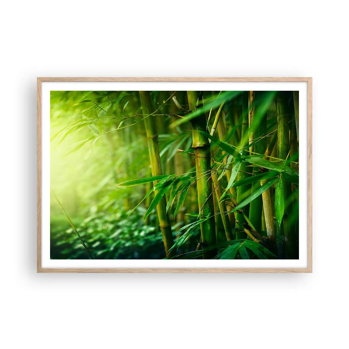 Poster in einem Rahmen aus heller Eiche - Lerne Grün selbst kennen - 100x70 cm