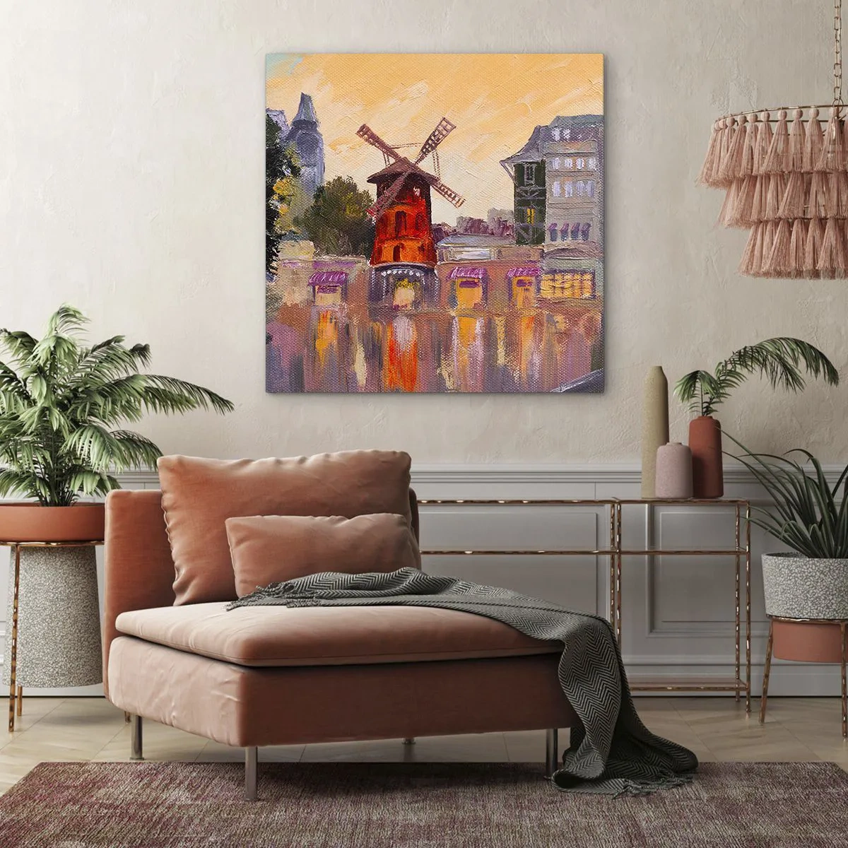 Bild auf Leinwand - Leinwandbild - Pariser Ikonen – Moulin Rouge - 70x70 cm