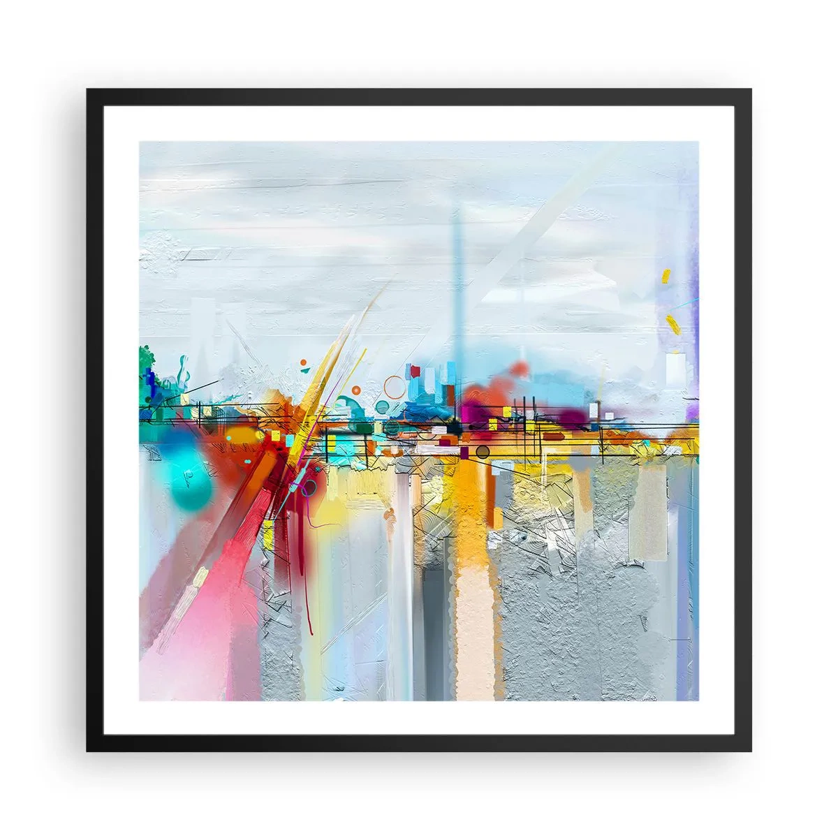 Poster in einem schwarzem Rahmen - Freudenbrücke über den Fluss des Lebens - 60x60 cm