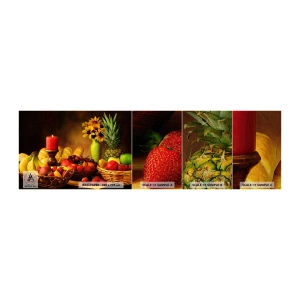 Fototapeten Muster Premium Sand - Stillleben mit Brot und Obst - Gastronomie, Blumen, Obst - 100x30 cm