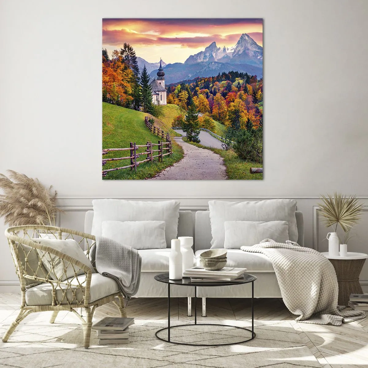 Glasbild - Bild auf glas - Landschaftsartige Malerei - 50x50 cm