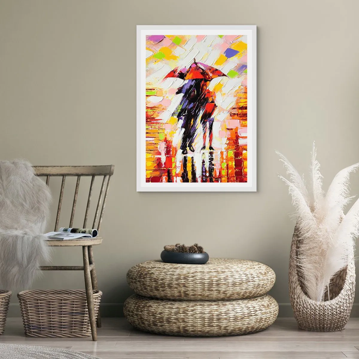 Poster in einem weißen Rahmen - Gemeinsam durch die Nacht und den Regen - 70x100 cm