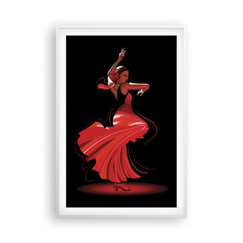Poster in einem weißen Rahmen - Der feurige Geist des Flamenco - 61x91 cm