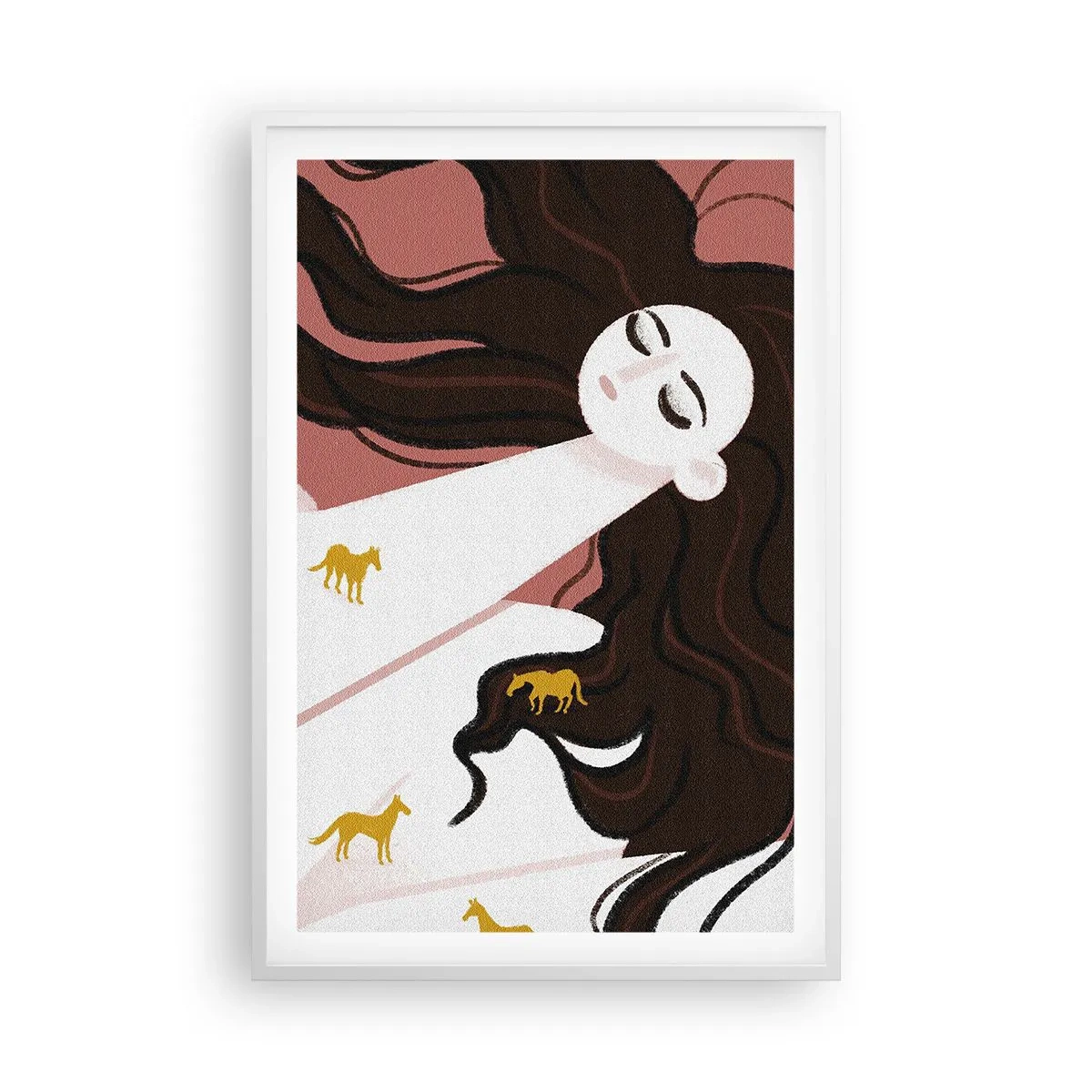 Poster in einem weißen Rahmen - Traum von einem goldenen Pferd - 61x91 cm