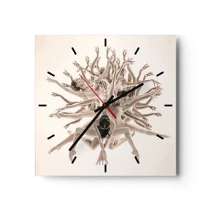 Wanduhr - Glasuhr - Abstrakte Komposition von Tänzern in Bewegung - 30x30cm - Aufblühen im Tanz - Moderne Wanddekoration für Wohnzimmer und Schlafzimmer ARTTOR