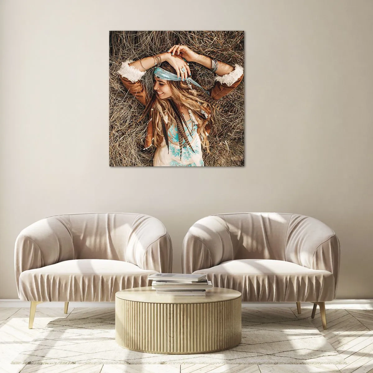 Glasbild - Bild auf glas - Auf dem Weg in den Sommer der Liebe - 50x50 cm