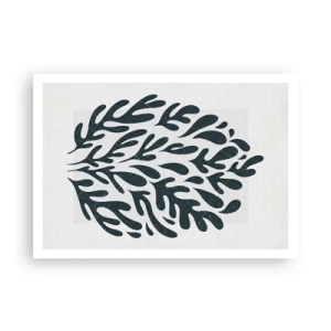 Poster - Dunkles abstraktes Blattmotiv auf hellem Hintergrund - 100x70cm - Formen der Natur - Moderne Wanddekoration für Wohnzimmer und Schlafzimmer ARTTOR