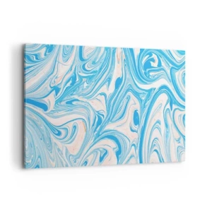 Bild auf Leinwand - Leinwandbild - Abstrakte Wirbel im blauen und weißen Marmorstil - 120x80cm - Sumpf in Türkis - Moderne Wanddekoration für Wohnzimmer und Schlafzimmer ARTTOR