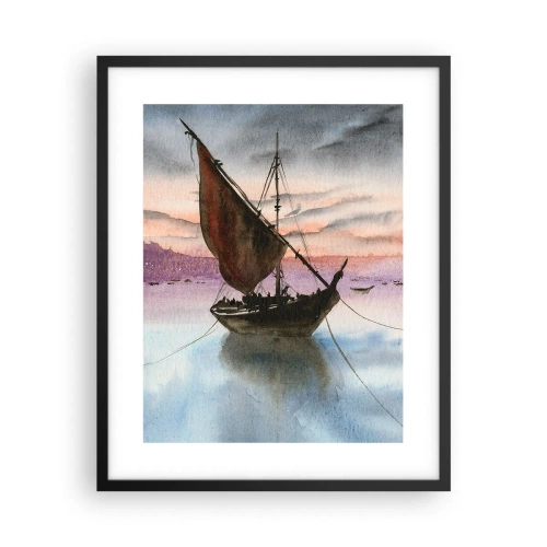 Poster in einem schwarzem Rahmen - Abend am Hafen - 40x50 cm