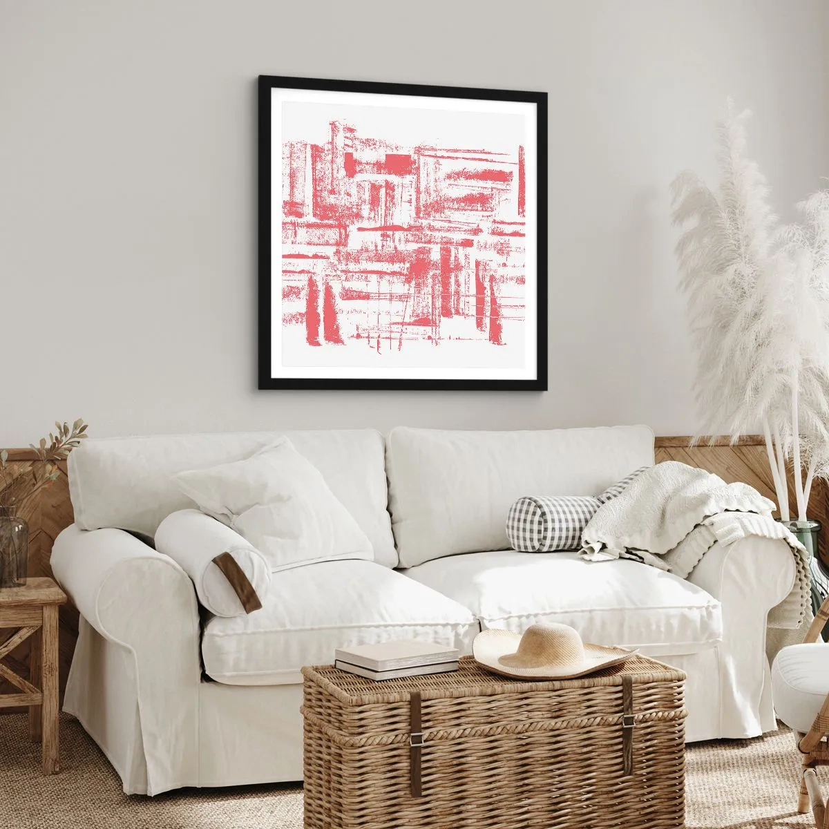 Poster in einem schwarzem Rahmen - Die rote Stadt - 50x50 cm