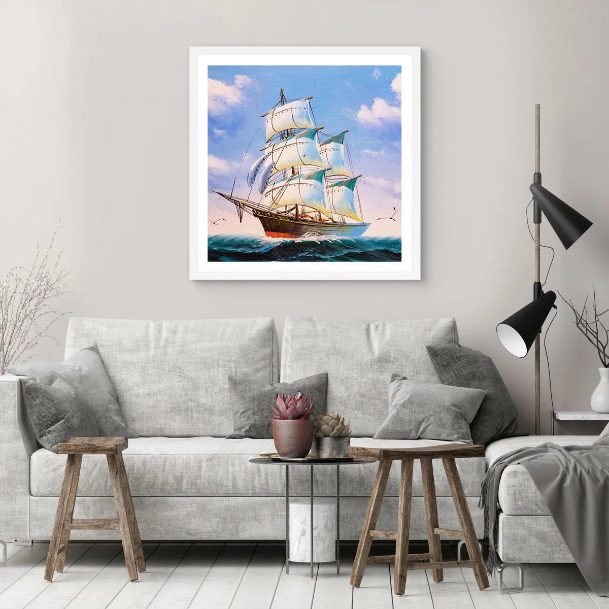 Poster in einem weißen Rahmen - Mit Stolz mit dem Wind - 50x50 cm