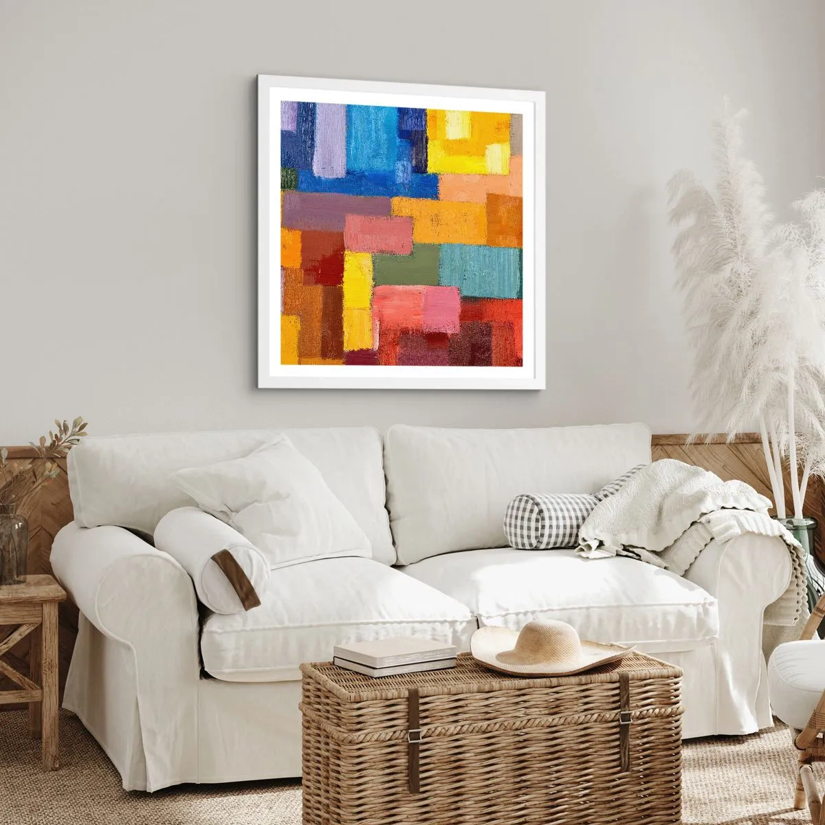 Poster in einem weißen Rahmen - Jeder ist anders, alle bunt - 40x40 cm