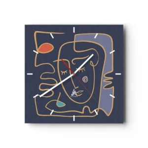 Wanduhr - Glasuhr - Abstraktes Gesichtsporträt im minimalistischen Stil - 30x30cm - In Gedanken - Moderne Wanddekoration für Wohnzimmer und Schlafzimmer ARTTOR