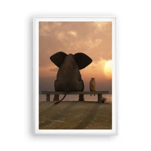 Poster in einem weißen Rahmen - Es tut gut zusammen zu schweigen - 70x100 cm