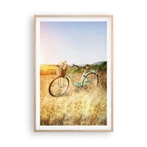 Poster in einem Rahmen aus heller Eiche - Ich bleibe eine Weile hier - 61x91 cm