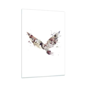 Glasbild - Bild auf glas - Abstrakte Flügel im künstlerischen Stil auf weißem Hintergrund - 50x70cm - Ein Overhead-Wanderer - Moderne Wanddekoration für Wohnzimmer und Schlafzimmer ARTTOR