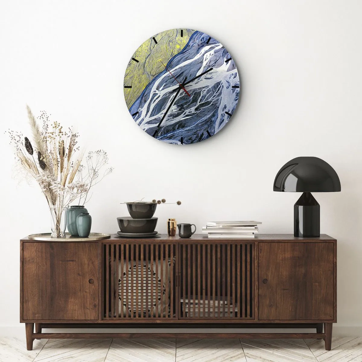 Wanduhr - Glasuhr - Felsmalereien der Natur - 40x40 cm